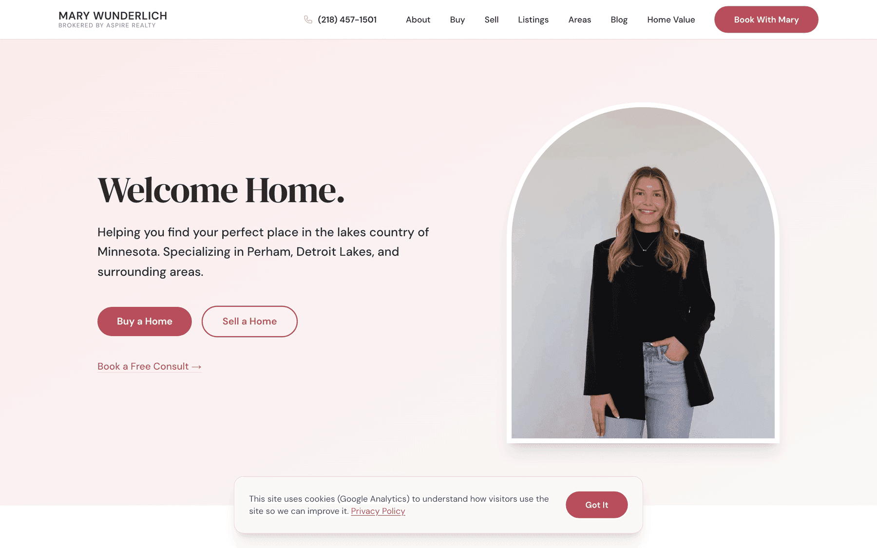 Mary Wunderlich Realty website